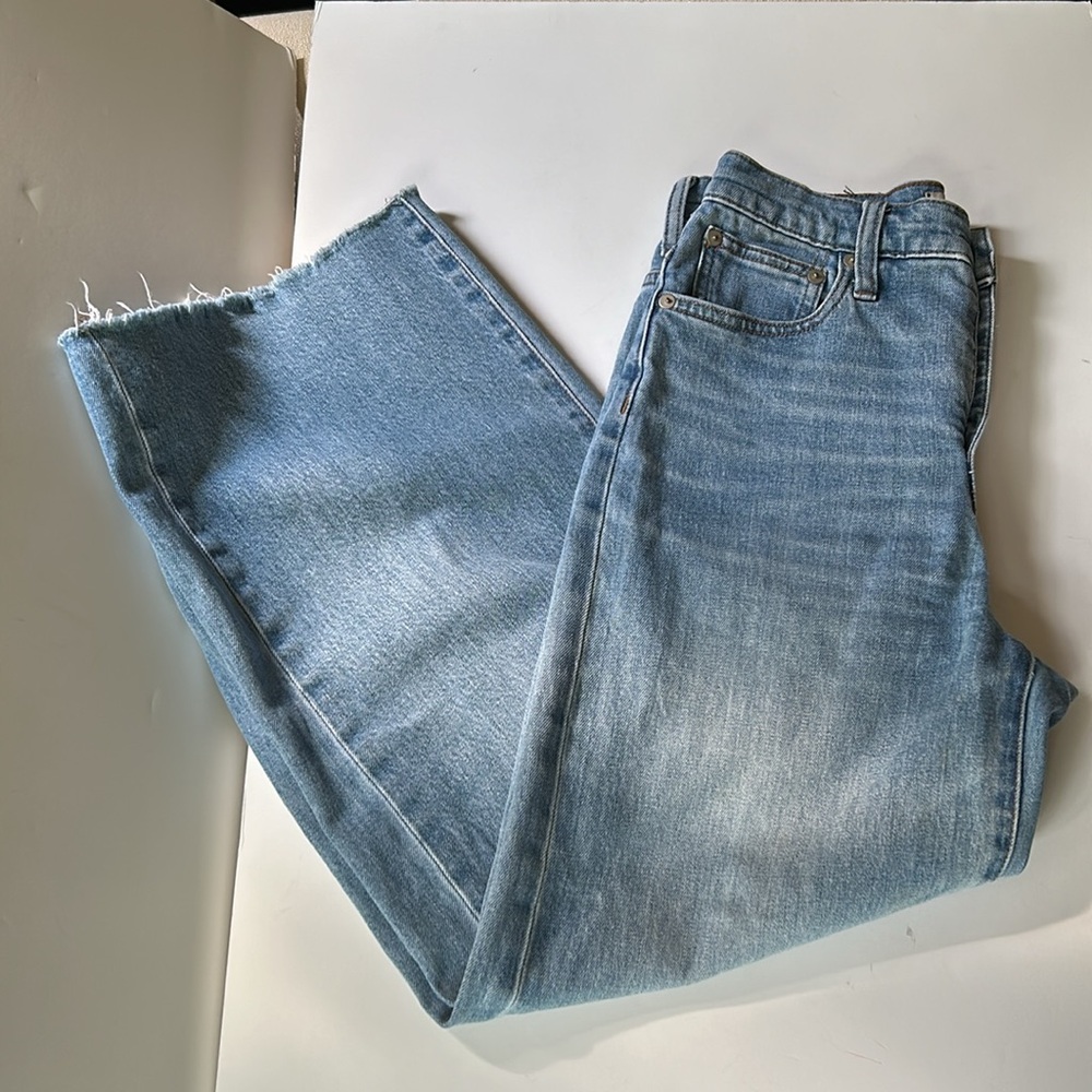 Madewell | 25 Wide Leg Crop Raw Hem Button Fly Front High Rise Jeans H5839 - Picture 11 of 14